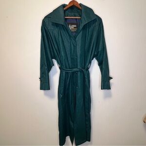 Rare London Fog Teal Patterned Thinsulate Lined Trench Coat 8 Petite